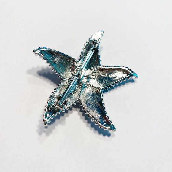 Vintage Pin Brooch 1970'S Silver Tone Textured Starfish Star Fish Beachy Coastal - Picture 2 of 5
